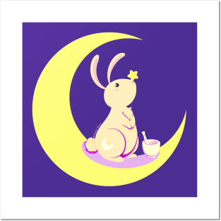 Kawaii fantasy animals - Moon Rabbit Posters and Art